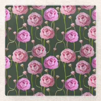 Dessous-de-verre En Verre Ranuncula Floral Arrière - plan Design