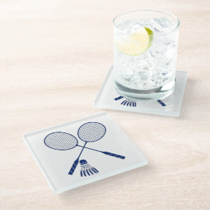 Dessous-de-verre En Verre Raquettes de badminton minimes Shuttlecock Birdie