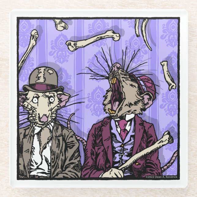 Dessous-de-verre En Verre Rats et os - Pop Goth Nightmare Surreal (Devant)