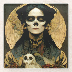Dessous-de-verre En Verre Raven Witch 2 Imaginaire Horreur Goth Gothique