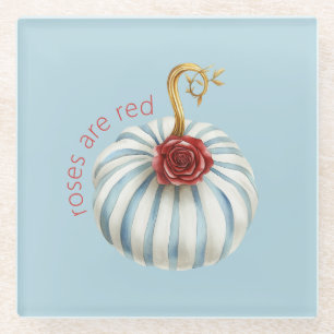 Dessous-de-verre En Verre Rayures Blanches Bleu Or Rose Rouge Citrouille