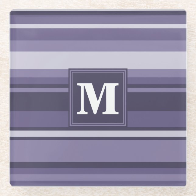 Dessous-de-verre En Verre Rayures violettes de cuir monogramme (Devant)