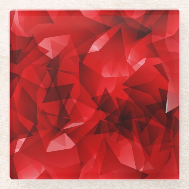 Dessous-de-verre En Verre Red Abstract Geometric Design-51083 (Devant)