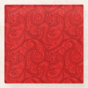 Dessous-de-verre En Verre Red Paisley