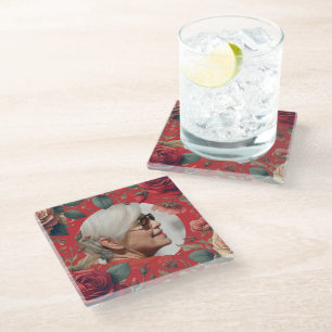 Dessous-de-verre En Verre Red Roses PHOTO Memorial Keepsaké Sentimental