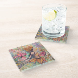Dessous-de-verre En Verre Reine d'été Fée Fantaisie Illustration par Molly H