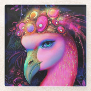 Dessous-de-verre En Verre Reine du Flamant rose cosmique