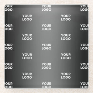 Dessous-de-verre En Verre Répétition du logo de l'entreprise   Gradient noir