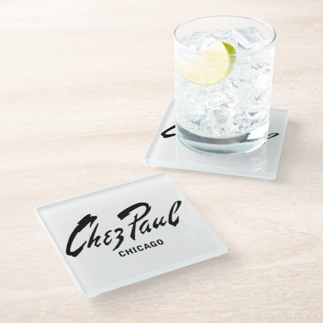Dessous-de-verre En Verre Restaurant français Chez Paul, Chicago (Incliné)