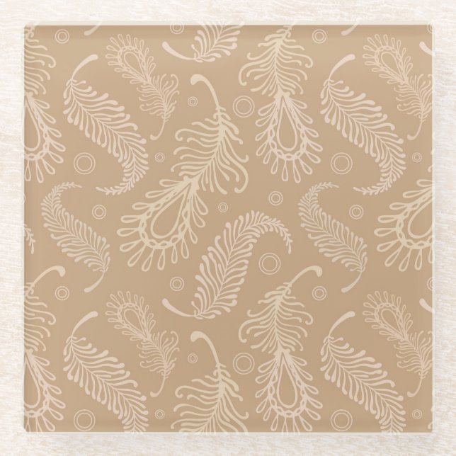 Dessous-de-verre En Verre Rétro-feater-pâle-motif (Devant)