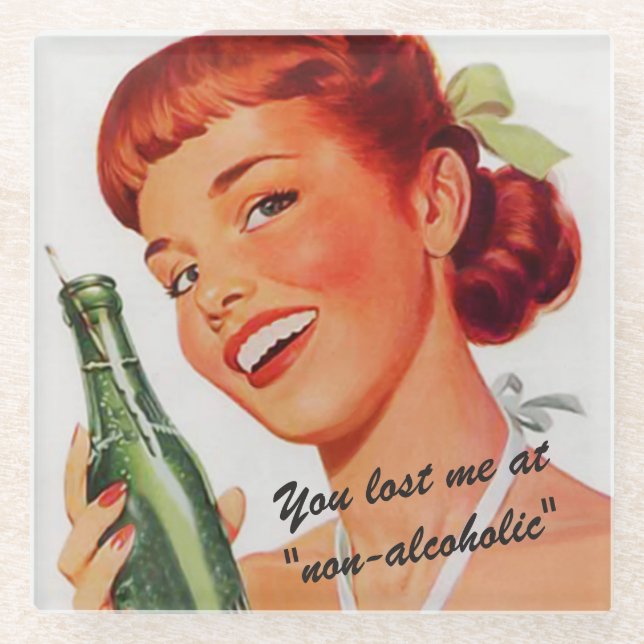 Dessous-de-verre En Verre Retro Girl Soda Advert Custom Slogan (Devant)