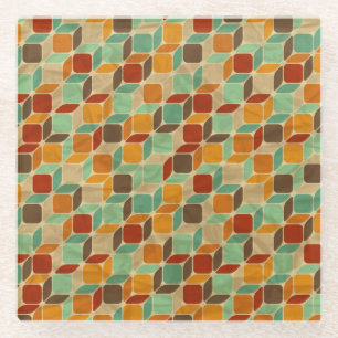 Dessous-de-verre En Verre Rétro motif géométrique 4