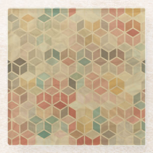 Dessous-de-verre En Verre Rétro motif géométrique 5