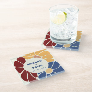 Dessous-de-verre En Verre Retro Super Boho Chic Floral Mariage