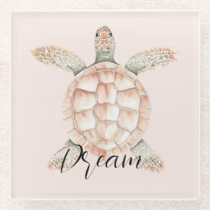 Dessous-de-verre En Verre Rêve de Tortue de Mer Abricot Mignon