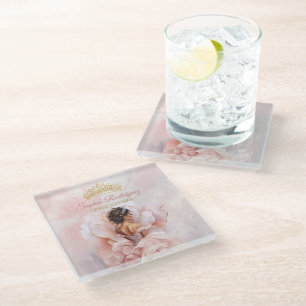 Dessous-de-verre En Verre Robe de Fleur Rose Classique Quinceanera