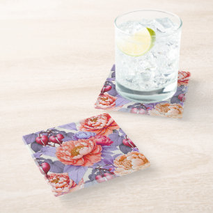 Dessous-de-verre En Verre Romance Peony et Dessous de verre des fleurs cardi