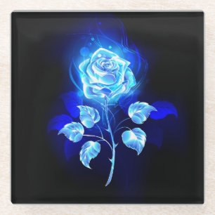 Dessous-de-verre En Verre Rose bleu brûlant