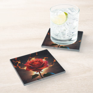 Dessous-de-verre En Verre Rose brûlant - La passion rencontre la destruction
