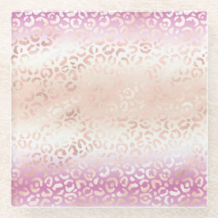 Dessous-de-verre En Verre Rose Féminin Blush Peach Glam Imprimé Léopard Tie 