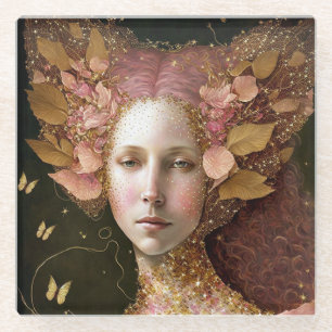 Dessous-de-verre En Verre Rose Gold Fairy Fae Femme Imaginaire Art