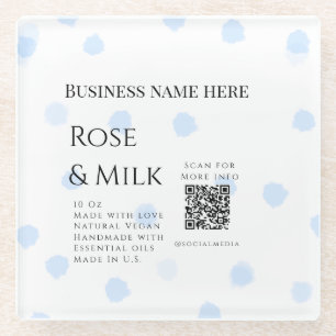 Dessous-de-verre En Verre Rose lait fait main soap entreprise QR code ajoute