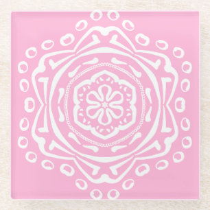 Dessous-de-verre En Verre Rose Mandala
