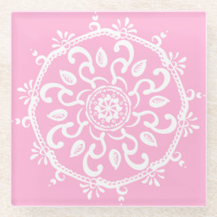 Dessous-de-verre En Verre Rose Mandala