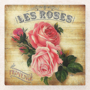 Dessous-de-verre En Verre Roses de Provence, France Dessous de verre de verr