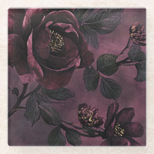 Dessous-de-verre En Verre Roses élégantes romantiques et floraison vintage s