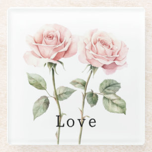 Dessous-de-verre En Verre Roses roses amour floral