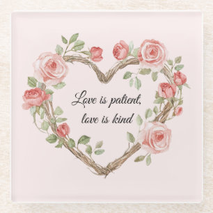Dessous-de-verre En Verre Rouge Romantique Rose Fleur Heart Amour