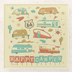 Dessous-de-verre En Verre Route 66 Happy Camper