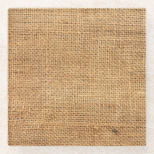 Dessous-de-verre En Verre Sac en toile de jute marron : Fond de tissu textur