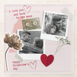 Dessous-de-verre En Verre Saint-Valentin beau Couple Photo cœur rouge