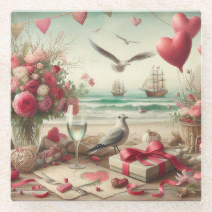 Dessous-de-verre En Verre Saint-Valentin côtière/nautique