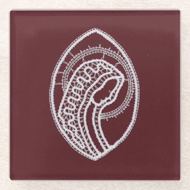 Dessous-de-verre En Verre Sainte Vierge Marie, dentelle (Devant)