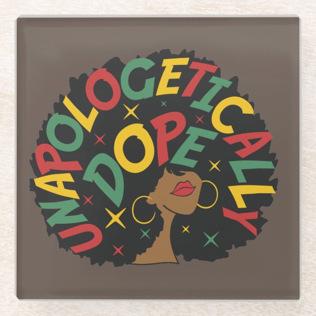 Dessous-de-verre En Verre Sans excuses Dope Black Girl Afro (Devant)