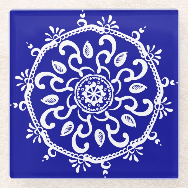 Dessous-de-verre En Verre Sapphire Mandala (Devant)