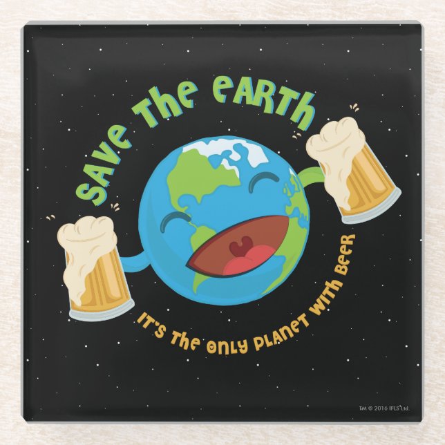Dessous-de-verre En Verre Sauvez la terre (Devant)