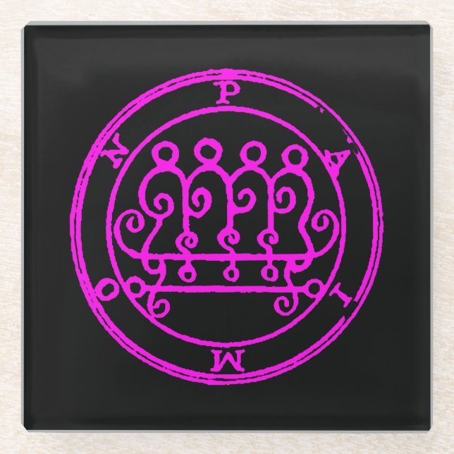 Dessous-de-verre En Verre Sceau rose de la démonologie Paimon Sigil (Devant)