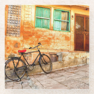 Dessous-de-verre En Verre Scène de rue du Rajasthan : Style indien