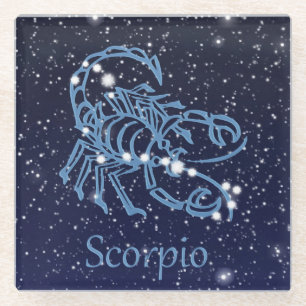 Dessous-de-verre En Verre Scorpio Constellation et signe Zodiaque avec étoi