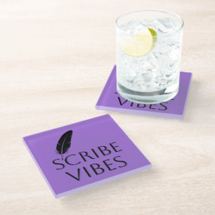 Dessous-de-verre En Verre Scribe Vibes Violet Écrivains Auteurs Poètes