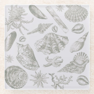 Dessous-de-verre En Verre Seashell Soft Antique Art Beach Shops