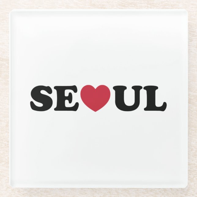 Dessous-de-verre En Verre Séoul Love Heart (Devant)