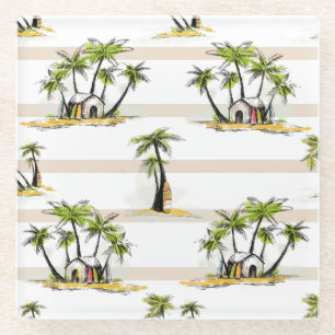 Dessous-de-verre En Verre Shack tropical et paumes