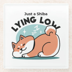 Dessous-de-verre En Verre Shiba Inu Art : Juste un Shiba Lying Low