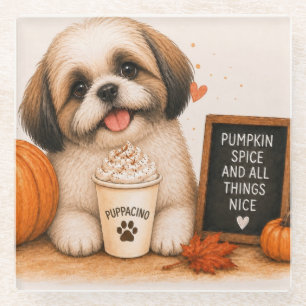 Dessous-de-verre En Verre Shih Tzu Pumpkin Spice Puppaccino