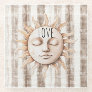 Dessous-de-verre En Verre Sicile Crème Rustique Crème Rayures Solaires